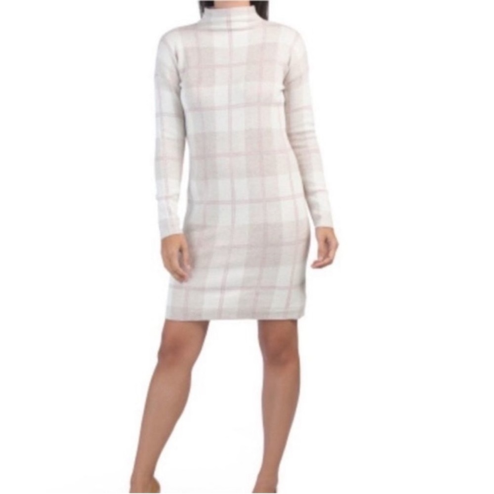 NWOT Tahari Plaid Mock Neck Sweater Dress Size XL